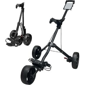 WBM Push-Pull Golf Cart, 3 Wheels Smooth and Lightweight Aluminum Folding Golf Bag Cart
