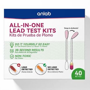 anlab™ Lead Test Kit | Rapid Results in Less Than 30 Seconds | All-in-One, No Vinegar Needed | Check Lead in Painted Surfaces, Wood, Metal & More | Disposable Cotton Swabs - (40 Count)