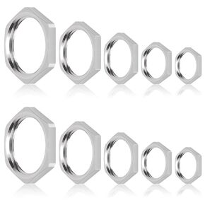 Glarks 10Pcs G1/4 G3/8 G1/2 G3/4 G1 Metric Hex Lock Nut Set, Stainless Steel Cast Pipe Fitting Thin Hex Female Lock Nut for Plumbing