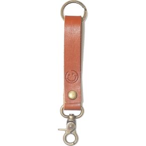 Leather Lanyard Keychain, Push Clip Keyring/Snap Closure with Keyring and Swivel Clip, Car Key Fob, Father's Day Gift