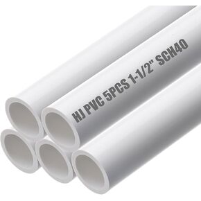 HJ 4FT Feet PVC Pipe 20PCS White Sch40 Furniture Grade Industrial Pipes (1/2")