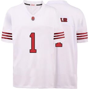 Custom Mens/Youth Football Stitched T-Shirt for Sports Fan Red/White No Brand/Logos
