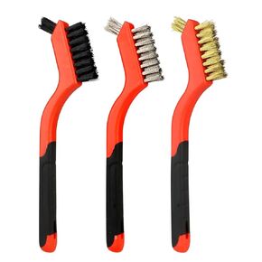 3Pcs Upgrade Wire Brush Set - Brass/Stainless Steel/Nylon Bristles,Rust Remover Brass Brush, Wire Brushes for Paint and Stain, 7 Inches,Brass Brush Tool Rust Remover for Metal