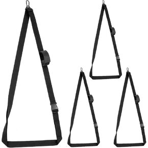 QWORK 4 Pack Heavy-Duty Kayak Wall Hanging Storage Strap - Adjustable 74" Nylon Strap for Kayaks, SUP Paddle Boards, Canoes, Surfboards, & Snowboards - with Metal Hooks & Carabiner - Wide 1.5" Webbing