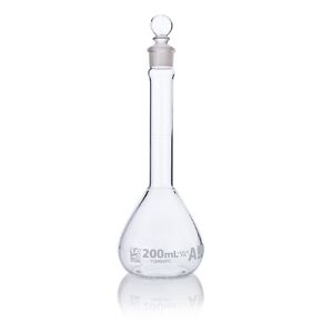 Volumetric Flask, Wide Mouth, Globe Glass, 10mL, Class A, to Contain (TC), 3.3 Borosilicate Glass, ASTM E288, 6/Box