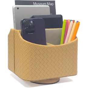 UnionBasic Rotating Desk Organizer, 360 Degree Desk Spinning Caddy, Desktop TV Guide/Mail/Media/Remote Controller Holder Organizer, Woven Green