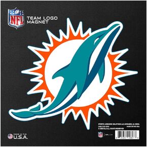 FANMATS 32372 Miami Dolphins Large Team Logo Magnet 10" (11.5643"x10.5434")
