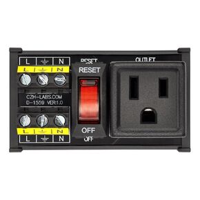 DIN Rail Mount AC 120V NEMA 5-15R Single Receptacle Outlet Power Strip Module, with Rocker Switch Thermal Circuit Breaker Overload Protector