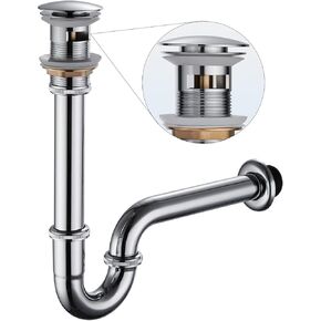 Bathroom Basin Sink Bottle P Trap, Brass U-Shape 1-1/4 inch Slip Inlet Drain, Lavatory Adjustable Height Sink Waste Drain P-Trap Kit, Pls Measure ur Sink Hole Size Before Order, Polished Chrome