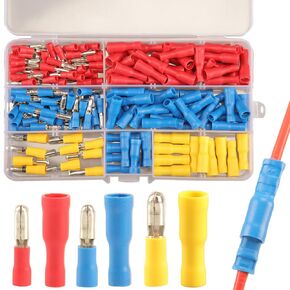180pcs Bullet Connectors Male and Female, Bullet Terminals Wire Connectors Crimp Terminal Automotive Electrical Connectors Motorcycle Connector Butt Insulated Waterproof Electrical Connectors