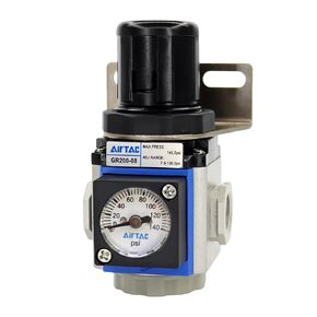 Air Compressor Pressure Regulator AirTac GR200-08 1/4 NPT with Bracket and Gauge 7-130 PSI