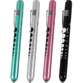 4pcs Pen Light LED Penlight Pen Light with Pupil Gauge LED Reusable Penlight Medical Penlight White Light for Doctors Nursing Student