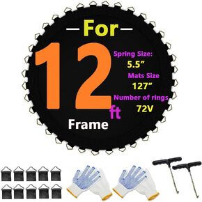 استبدال حصيرة الترامبولين يناسب إطار بطول 12 قدمًا يناسب مقاس 5.5 بوصة مع 72 حلقة على شكل حرف V، (قطر السجادة: 127 بوصة)، مع خطافين وقفازين غير قابلين للانزلاق، مجموعة 10 إبزيم حلقي مثلث in Kuwait