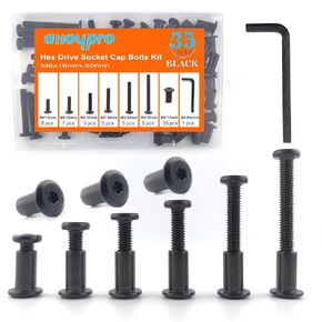 Black M6 x 1-1/4" Hex Drive Socket Cap Bolts Screws Kit,ALLOYPRO 30-Sets Binding Post Screws Socket Cover Connecting Bolt Fixing Post Screw for Furniture Chair Crib Table Cabinets,M6x30mm