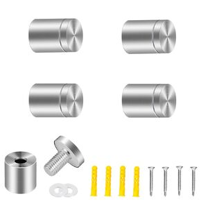 Standoff Screws for Acrylic,Stainless Steel Standoff Screws,Standoff mounts Glass Acrylic Nail,Glass White Board Sign Standoff Screws Advertising Screws(4, 1 x 1 in)