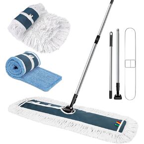 MASTERTOP 42" Commercial Dust Mop, Heavy Duty Duster Floor Mop with 2 Microfiber Pads, Professional Industrial Wet and Dry Mop with 51.6" Long Handle for Hardwood, Tile, Laminate,Garage,Office