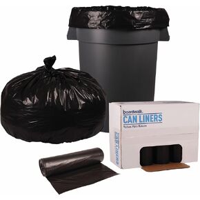 Boardwalk X8647XKKR01 43 in. x 47 in. 56 gal. 1.6 mil Recycled Low-Density Polyethylene Can Liners - Black (100/Carton)