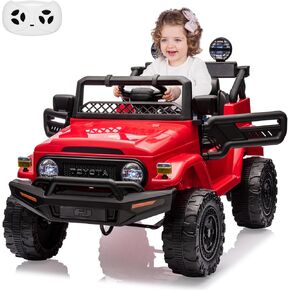 Ride on Truck Car, 12V 7AH Licensed Toyota Ride on Car with Remote Control, Battery Powered Kids Car with Spring Suspension, EVA Tires, USB, Music, LED Lights,Ride On Toy for Kids (Pink)