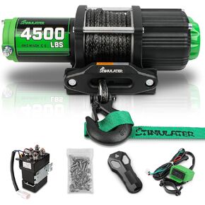5500LB ATV/UTV Winch,12V Electric Winch,Winch with 1/4'' x 50' Synthetic Rope,with Wireless Remote and Wired Switch,with Hawse Fairlead&Hook,IP67 Waterproof,Suitable for Most ATVs and UTVs
