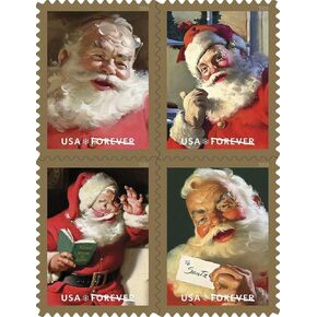 Sparkling Holidays Christmas Santa USPS Forever Stamps (5 Booklets (100 Stamps))