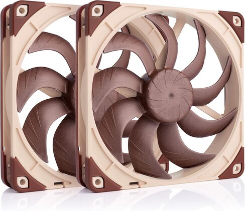 Noctua NF-A14x25 G2 PWM Sx2-PP، مجموعة مراوح مزدوجة لتطبيقات الدفع والسحب جنبًا إلى جنب (بني) in Kuwait