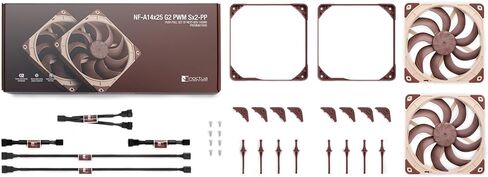Noctua NF-A14x25 G2 PWM Sx2-PP، مجموعة مراوح مزدوجة لتطبيقات الدفع والسحب جنبًا إلى جنب (بني) in Kuwait