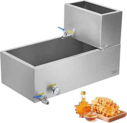 VEVOR Maple Syrup Evaporator Pan, 19.6 Gal, 30 x 16 x 9.5 Inch Maple Syrup,304 Stainless Steel Maple Syrup with Thermometer, 2 Valves and 3 Heating Methods, for Home, Outdoor in Kuwait