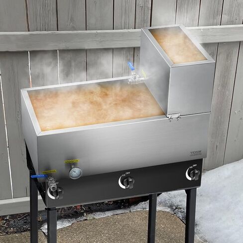 VEVOR Maple Syrup Evaporator Pan, 19.6 Gal, 30 x 16 x 9.5 Inch Maple Syrup,304 Stainless Steel Maple Syrup with Thermometer, 2 Valves and 3 Heating Methods, for Home, Outdoor in Kuwait