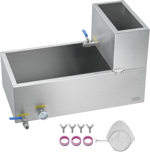 VEVOR Maple Syrup Evaporator Pan, 19.6 Gal, 30 x 16 x 9.5 Inch Maple Syrup,304 Stainless Steel Maple Syrup with Thermometer, 2 Valves and 3 Heating Methods, for Home, Outdoor in Kuwait