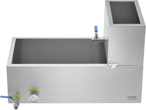 VEVOR Maple Syrup Evaporator Pan, 19.6 Gal, 30 x 16 x 9.5 Inch Maple Syrup,304 Stainless Steel Maple Syrup with Thermometer, 2 Valves and 3 Heating Methods, for Home, Outdoor in Kuwait