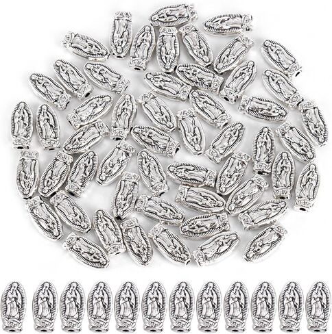 Framendino, 60 Pack Virgin Mary Our Lady of Guadalupe Beads Virgin Mary Charms Loose Spacer Beads for Jewelry Making Finding in Saudi Arabia