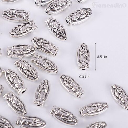 Framendino, 60 Pack Virgin Mary Our Lady of Guadalupe Beads Virgin Mary Charms Loose Spacer Beads for Jewelry Making Finding in Saudi Arabia