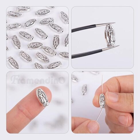 Framendino, 60 Pack Virgin Mary Our Lady of Guadalupe Beads Virgin Mary Charms Loose Spacer Beads for Jewelry Making Finding in Saudi Arabia