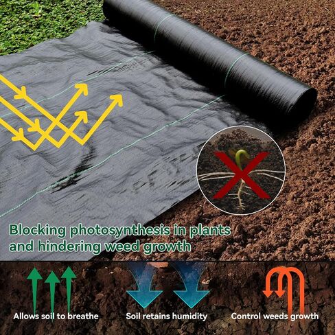 Weed Fabric Barrier Heavy Duty, 5FTx100FT 3.2oz Garden Weed Blocker Fabric, Landscaping Fabric, Weed Control Fabric Ground Cover Gardening Mat in Saudi Arabia