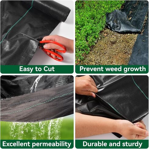 Weed Fabric Barrier Heavy Duty, 5FTx100FT 3.2oz Garden Weed Blocker Fabric, Landscaping Fabric, Weed Control Fabric Ground Cover Gardening Mat in Saudi Arabia