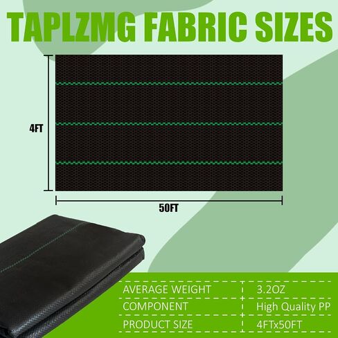 4FT x 50FT Weed Barrier Fabric, Heavy Duty Landscape Weed Block 3.2oz, Garden Woven Geotextile Fabric, Gardening Mat, Weed Control Cloth, Driveway Fabric in Kuwait