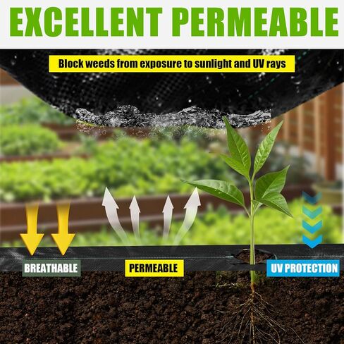 4FT x 50FT Weed Barrier Fabric, Heavy Duty Landscape Weed Block 3.2oz, Garden Woven Geotextile Fabric, Gardening Mat, Weed Control Cloth, Driveway Fabric in Kuwait