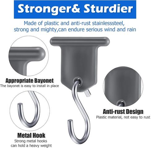 BBTO RV Awning Hooks for Lights Camping Awning Accessory Hangers Plastic Metal S Shaped Gray Hooks Set Camper Light Support Hanger for Camping Tent Indoor Outdoor Decor (14 Pieces) in Saudi Arabia