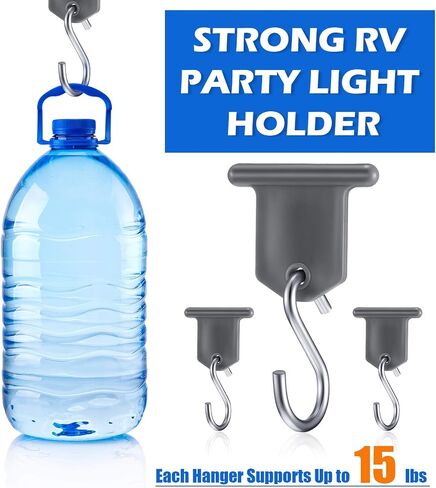BBTO RV Awning Hooks for Lights Camping Awning Accessory Hangers Plastic Metal S Shaped Gray Hooks Set Camper Light Support Hanger for Camping Tent Indoor Outdoor Decor (14 Pieces) in Saudi Arabia