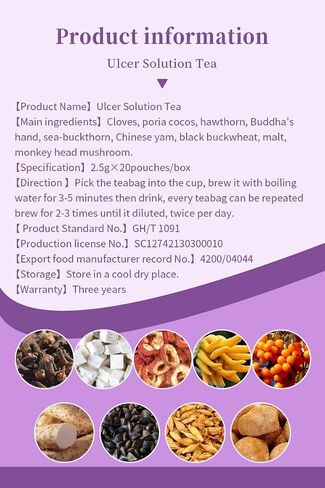 Ulcer Solution Tea Caffeine Free Herbal Tea Regulate Gastritis, Stomachache, Various Stomach Discomfort, 1.70oz, 20 Teabags in Saudi Arabia