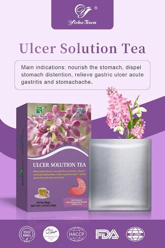 Ulcer Solution Tea Caffeine Free Herbal Tea Regulate Gastritis, Stomachache, Various Stomach Discomfort, 1.70oz, 20 Teabags in Saudi Arabia