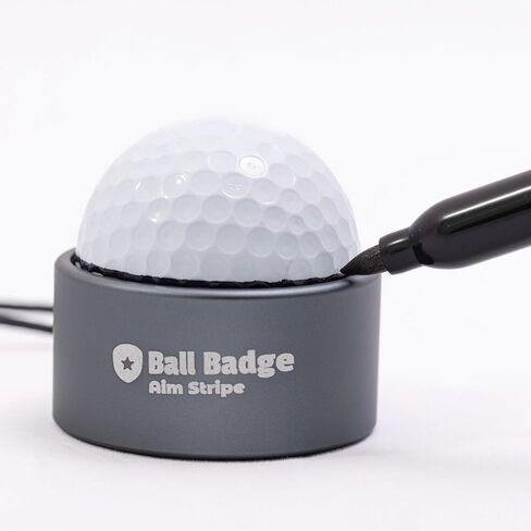 Ball Badge Aim Stripe - 360 Degree Golf Ball Line Marker Kit with Golf Bag Attachment for Perfect Alignment and Precision Putting - Includes Golf Ball Marker Stencil and Accessories (Grey) in Saudi Arabia