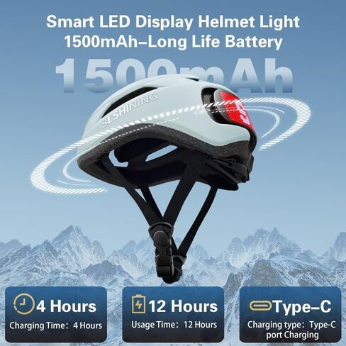 Bike Helmet, Smart App Program Bike Helmet with USB Rechargeable Light, Back Light Mountain for Adult&Men Women, with Turn Signals Remote Control in Kuwait