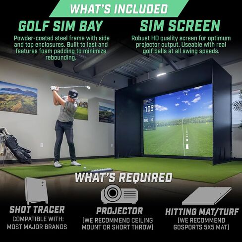 GoSports Golf Simulator Enclosure Nets - Choose 10 x 8 ft or 14 x 8 ft - Complete Set with Frame and HD Impact Screen Kit in Saudi Arabia