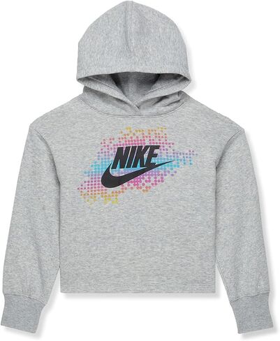 كنزة صوفية بغطاء للرأس برسومات للفتيات من Nike (للأطفال الصغار) بلون رمادي دخاني فاتح منقط مقاس 6X للأطفال الصغار in Saudi Arabia