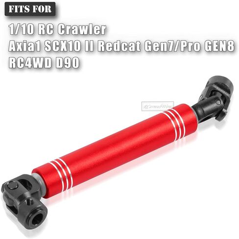 أعمدة القيادة العالمية RC 98-115 مم ترقيات المحاور لـ 1/10 RC الزاحف Axia1 SCX10 II Redcat Gen7/Pro GEN8 RC4WD D90، الفولاذ الصلب مع سبائك الألومنيوم CVD العالمي قطعتان، 98 مم - 115 مم، أحمر in Saudi Arabia