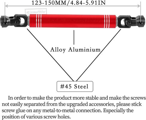 RC Universal Driveshafts 98-115MM Axles Upgrades Part for 1/10 RC Crawler Axia1 SCX10 II Redcat Gen7/Pro GEN8 RC4WD D90,Harden Steel w/Alloy Aluminium Universal CVD 2pcs,98MM-115MM,Red in Saudi Arabia