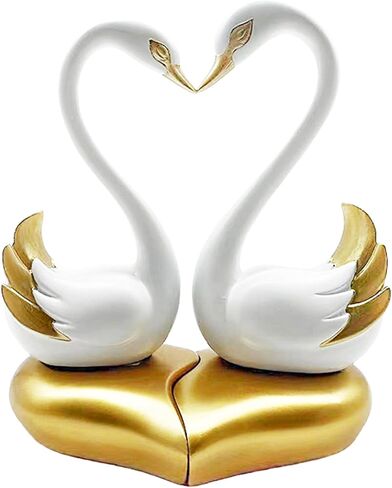 Dosker Swan Statues,Couple's Home Decorations for Living Room,Lovers Sculpture,Animal Birds Sculptures Home Decor for Coffee Table,Bookshelf Decor Accents,Valentine's Day Gift(Black Gold 2pcs) in Saudi Arabia