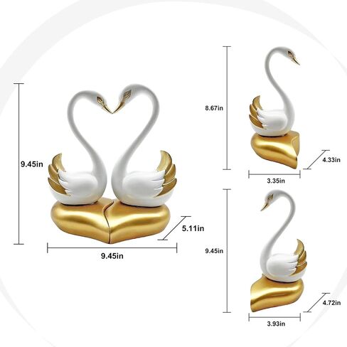 Dosker Swan Statues,Couple's Home Decorations for Living Room,Lovers Sculpture,Animal Birds Sculptures Home Decor for Coffee Table,Bookshelf Decor Accents,Valentine's Day Gift(Black Gold 2pcs) in Saudi Arabia