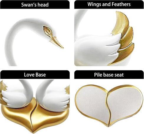 Dosker Swan Statues,Couple's Home Decorations for Living Room,Lovers Sculpture,Animal Birds Sculptures Home Decor for Coffee Table,Bookshelf Decor Accents,Valentine's Day Gift(Black Gold 2pcs) in Saudi Arabia